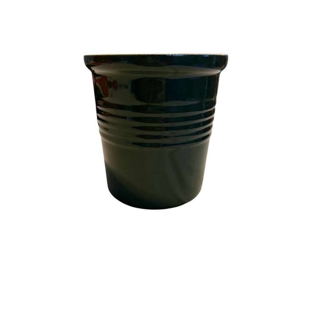 Pampered Chef Utensil Crock Dark Green Stoneware Farmhouse Kitchen